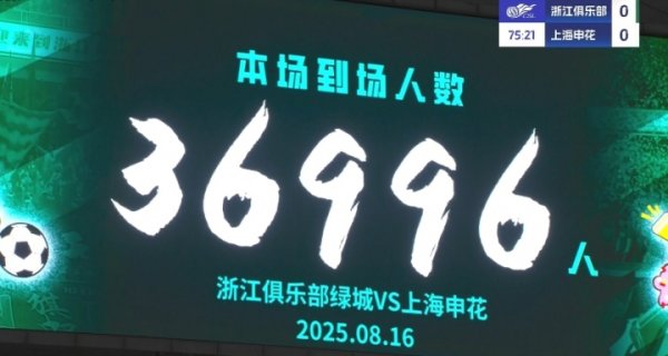 近四万人观战浙江vs申花！浙江主场作战  现场观赛人群  人数36996人