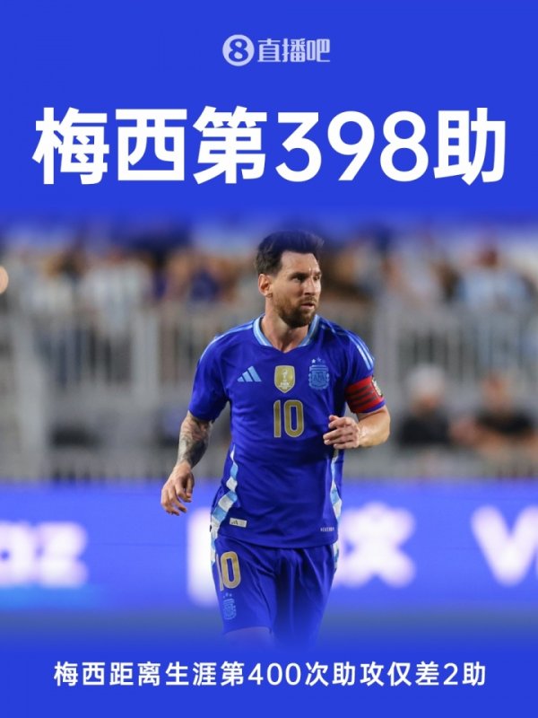 下场就达成？38岁梅西生涯已送398助，距离400助里程碑仅差2助