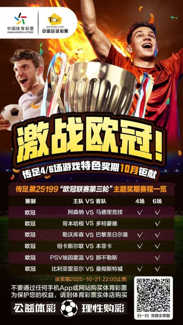 激战欧冠！传足特色奖期第25199期聚焦欧冠职业联赛  第三轮